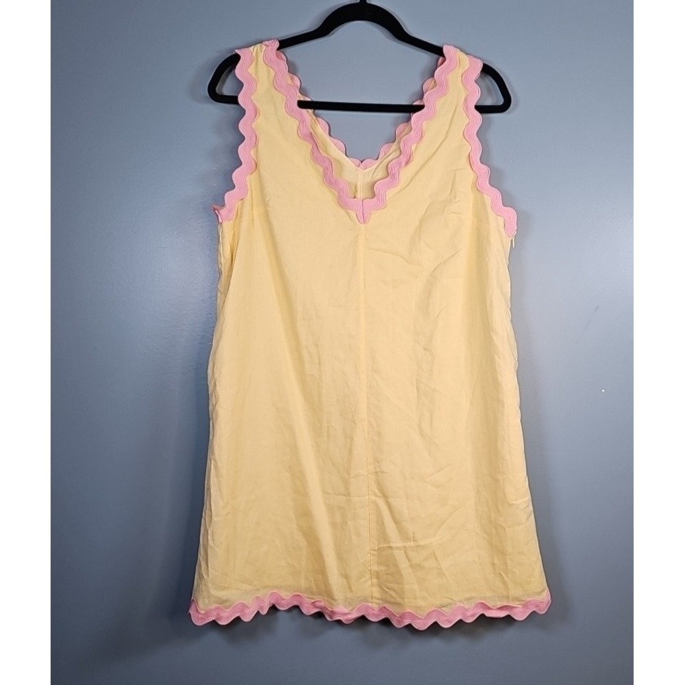 NWT Petal & Pup CALLIOPE MINI DRESS In Yellow with Pink Rick Rack Size M